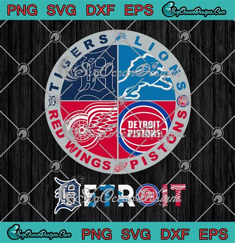 Detroit Teams Sports Svg Tigers Lions Pistons Red Wings