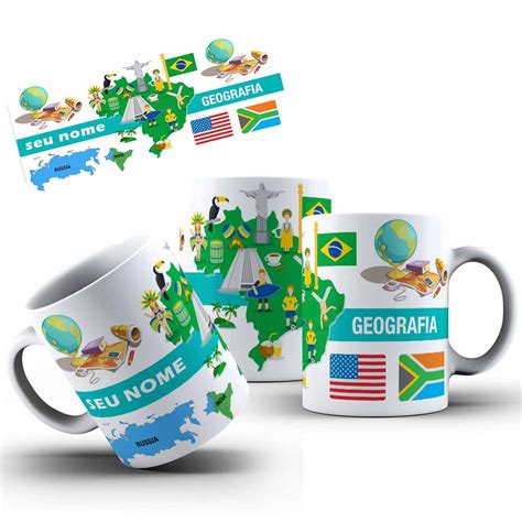 Caneca Profiss O Professor De Geografia Nome Personalizado De