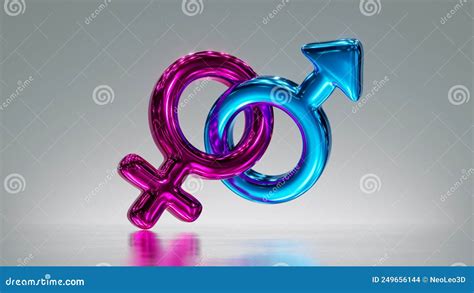 3d Render Metallic Male And Female Gender Symbols Linked Together