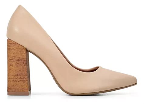 Scarpin Feminino Nude Salto Bloco Cortiça Parcelamento sem juros