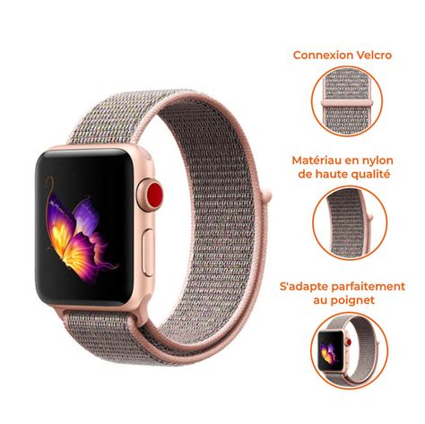 Bracelet Nylon Apple Watch Rose Sable Braceletsmartwatch Fr