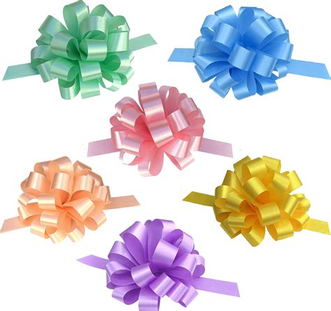 Large Pastel T Ribbon Bows 8 Wide Set Of 6 Pull Bows