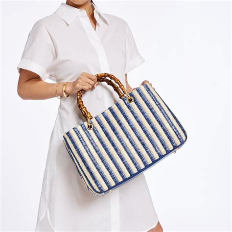 Bamboo Elisabetta Striped Raffia Handbag Mark And Graham