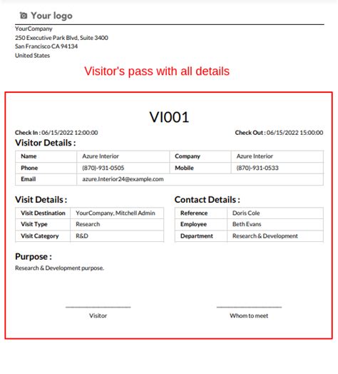 Visitor Management System Odoo