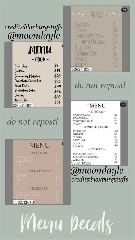 Pin By Itzyaretzi On Menus Bloxburg Decal Codes Bloxburg Decals Codes School Decal