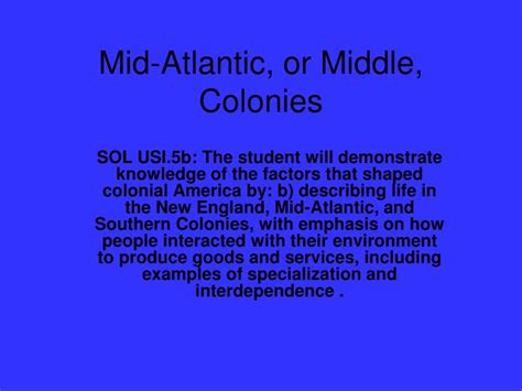 PPT - Mid-Atlantic, or Middle, Colonies PowerPoint Presentation, free ...