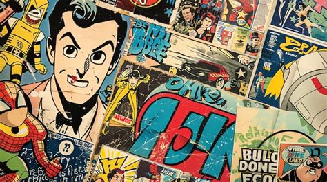 Premium Photo A Colorful Collage Of Vintage Comic Book Covers