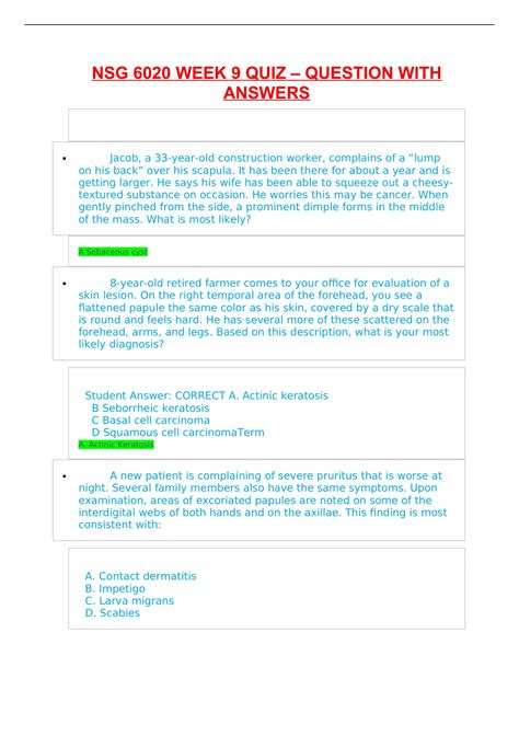 Summary Nsg Week Quiz Question With Answers South University