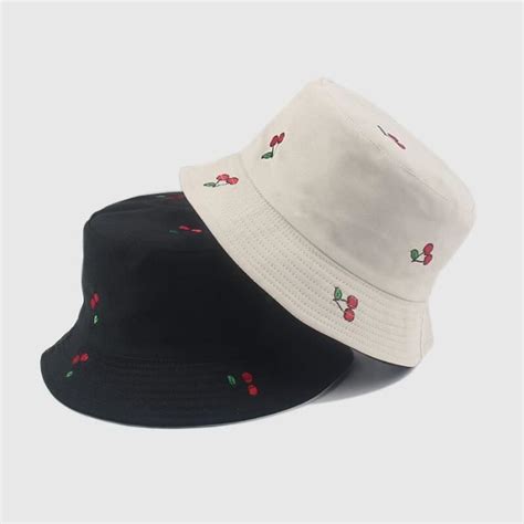 Black and beige Chapeau de pêcheur en coton pur pour femmes imprimé