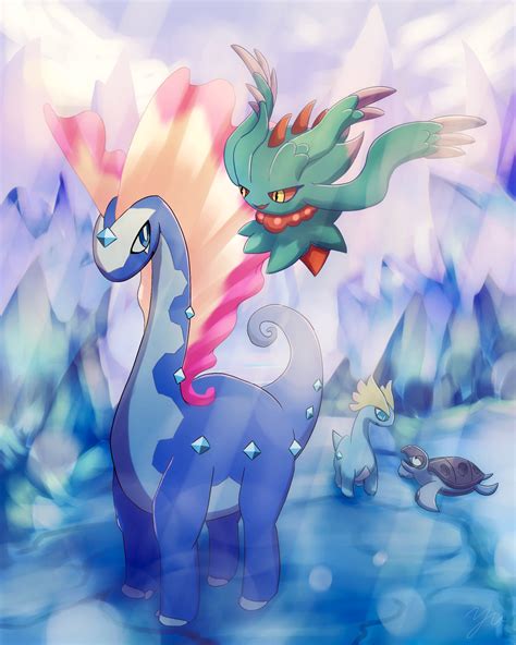 Aurorus Flutter Mane Amaura And Tirtouga Pokemon Drawn By Yu