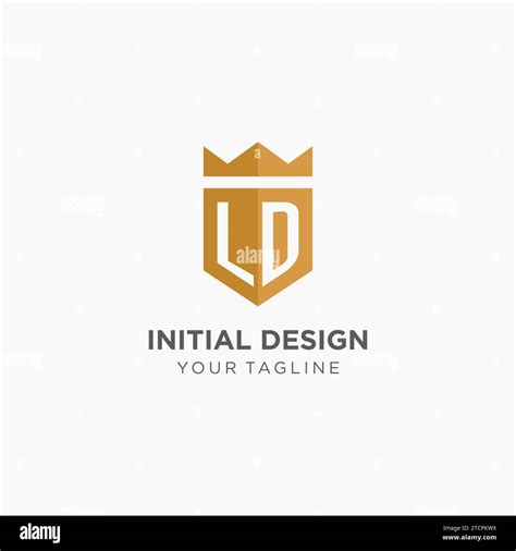 Monogram LD Logo With Geometric Shield And Crown Luxury Elegant