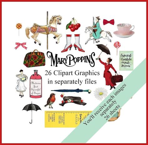 Clipart Mary Poppins Digital Collage Sheet Mary Poppins Etsy