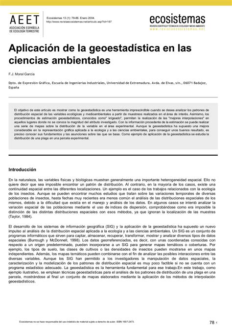 Aplicación d la Geoestadística en las Ciencias Ambientales