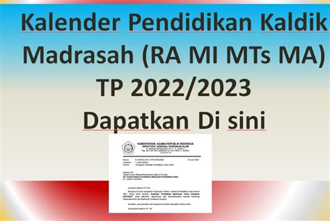 Kalender Pendidikan Kaldik Madrasah Tahun Pelajaran 20222023