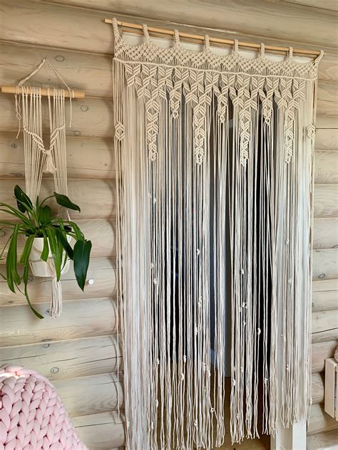 Macrame Room Divider Macrame Curtain Beaded Curtains Diy Curtains