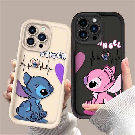 Disney Stitch Angel Silicone Capa De Telefone De Desenho Animado