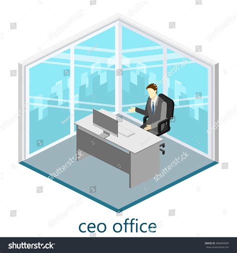 Isometric Interior Directors Office Stock Vector Royalty Free