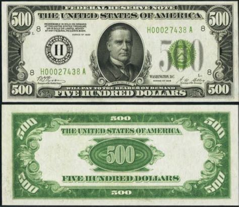 Value of Old $500 Bills? | Price Guide - Old Money Prices