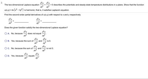 Solved The Two Dimensional Laplace Equation Chegg