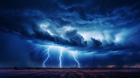 Premium Photo Lightning Storm Over A Prairie Landscape