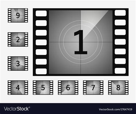 Movie countdown numbers set Royalty Free Vector Image