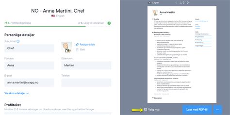 Hvordan endrer jeg malen eller designet på min CV CVapp no FAQ