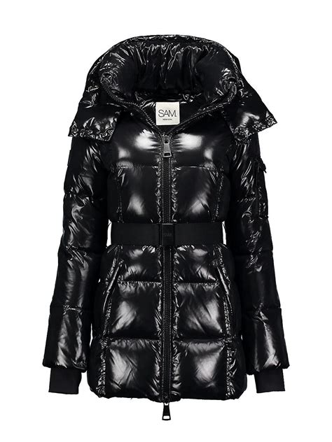 Sam Soho Belted Down Mid Length Puffer Jacket In Black Lyst