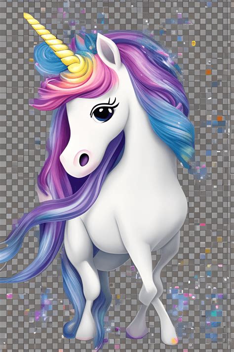 Cute Unicorn Rainbow Hair Watercolour Graphic Creative Fabrica