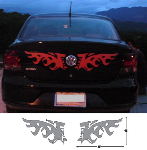 Set De 2 Stickers Vinil Flama Tuning Cajuela 220 00 En Mercado Libre