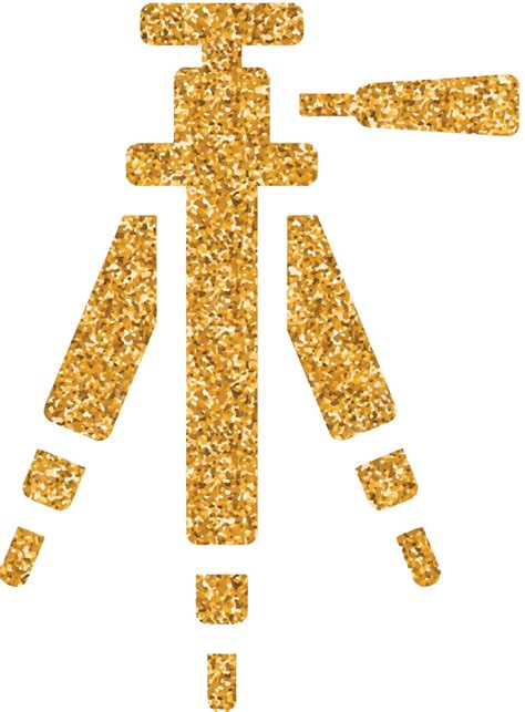 Gold Glitter Icon Camera Tripod Cinema Glitter Equipment Vector Cinema Glitter Equipment Png