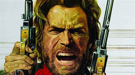 Man Holding Two Revolvers Illustration Clint Eastwood Movies Western