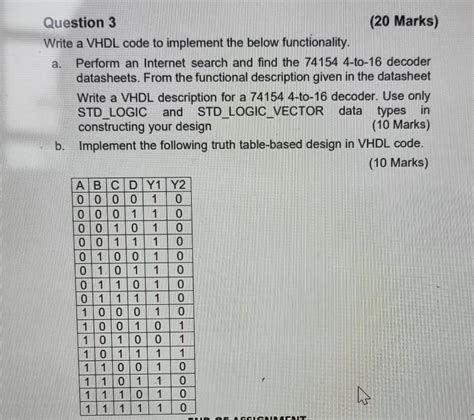 Solved Question Marks Write A Vhdl Code To Implement Chegg