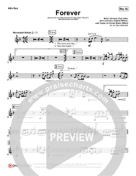 Forever Live Alto Sax Sheet Music Pdf Kari Jobe Praisecharts