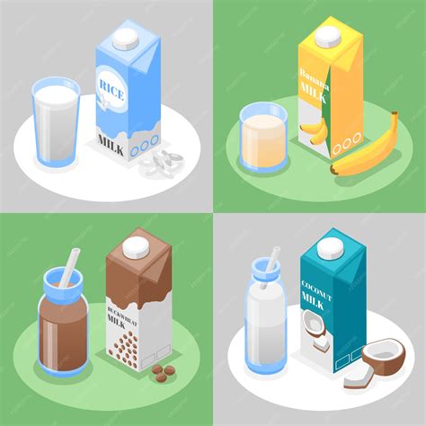 Premium Vector Isometric Oat And Plant Based Milk Carton Collection