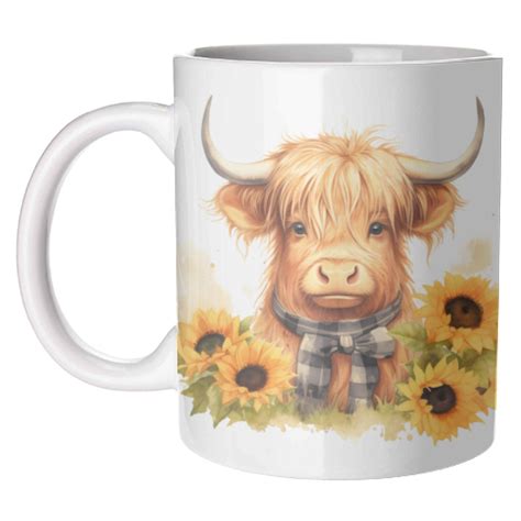 Sunflower Highland Cow Ceramic Dinner Plate By Haris Kavalla Buy