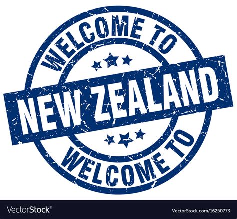 Welcome To New Zealand Blue Stamp Royalty Free Vector Image