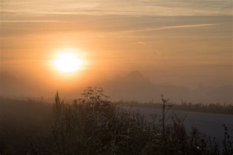 Wallpaper Sunlight Landscape Sunset Hill Sunrise Evening Mist