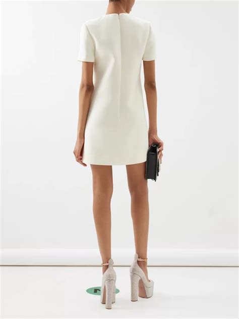 Valentino Garavani Bow Embellished Wool Blend Crepe Mini Dress We