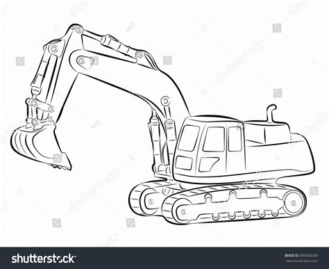 Vector Illustration Excavator Black White Drawing Stock Vector (Royalty ...