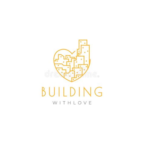 Heart Love With City Building Logo Design Stock Vector Illustration