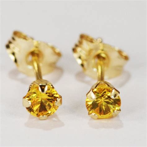 14 Kt Yellow Sapphire Earrings Etsy