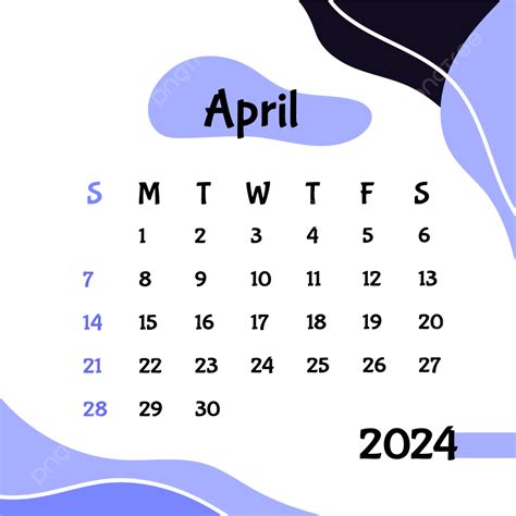 Linha Simples De Abril Do Calendário De 2024 Meses Png Dois Mil E