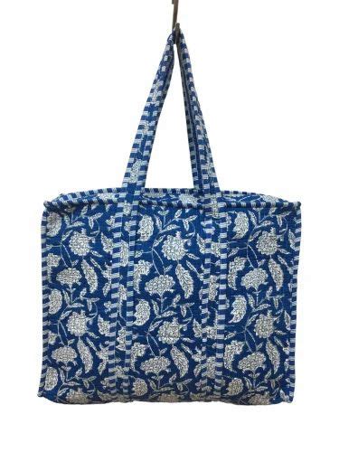 Printed Blue Cotton Quilted Tote Bag Capacity Kg At Rs Piece In