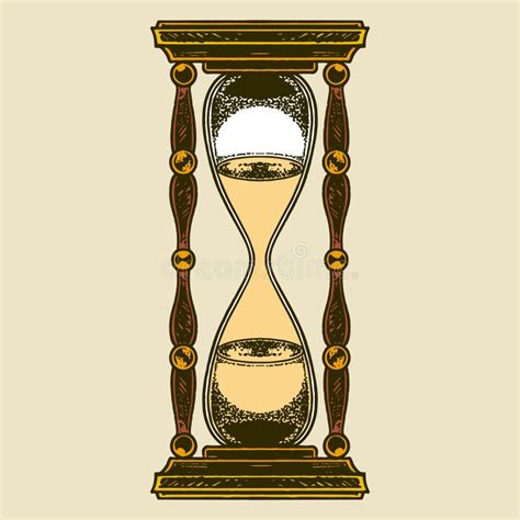 Hand Drawn Of Hourglass Clock And Watch Vector Illustration In