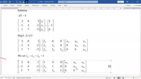 Lu Decomposition Method~solution Of System Of Linear Equations Youtube