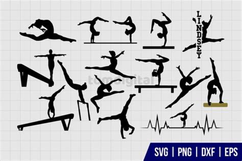 Gymnastics Silhouette SVG Cut File Bundle - Gravectory