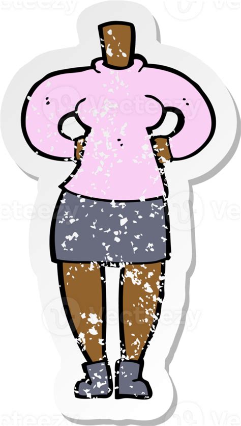 Retro Distressed Sticker Of A Cartoon Female Body 40266886 Png