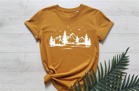 Hiking T Shirt Mountains Shirt Forest Tee Birds Shirt Womens Shirt