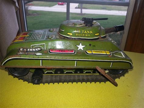 Antique 1940s Marx Litho Tin Wind Up Us Army Large Tank Toy Etsy