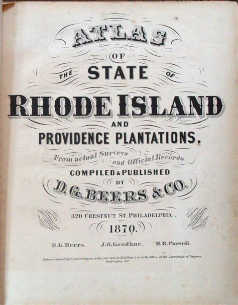 1870 Atlas Of The State Of Rhode Island And Providence Plantations High Ridge Books Inc